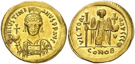 Justiniano I (527-565). Constantinopla. Sólido. (Ratto 446 var) (S. 139). 4,38 g. EBC-.