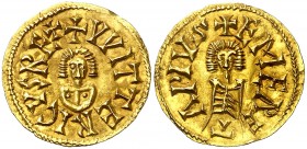 Witerico (603-610). Emerita (Mérida). Triente. (CNV. 175.3) (R.Pliego 193e). 1,48 g. EBC.