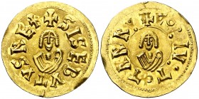 Sisebuto (612-621). Tarraco (Tarragona). Triente. (CNV. 275.3) (R.Pliego 255d). 1,41 g. Rara. EBC-.