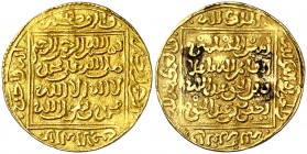 Meriníes de Marruecos. Abu Yusuf Yakub ibn Abd al-Haqq. Dinar. (S.Album B524) (Hazard 714). 2,26 g. Resto de soldadura superficial en reverso, que no ...