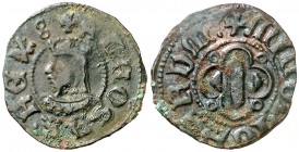 Alfons IV (1416-1458). Menorca. Diner. (Cru.V.S. 858.3) (Cru.C.G. 3781a). 0,82 g. Mínimas incrustaciones. Buen ejemplar. Muy rara y más así. MBC+.
