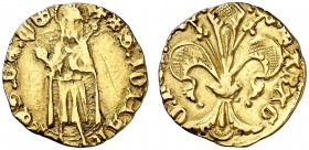 Joan II (1458-1479). València. Florí. (Cru.V.S. 936) (Cru.Comas 126, indica 6 ejemplares en colecciones particulares) (Cru.C.G. 2972). 3,42 g. Marcas:...
