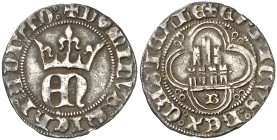 Enrique II (1368-1379). Burgos. Medio real. (AB. 408). 1,71 g. Escasa. MBC.