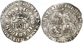 Juan I (1379-1390). Burgos. Real. (AB. 537). 3,29 g. Cospel algo irregular. Ex Áureo 22/10/1997, nº 2299. Escasa. (MBC+).