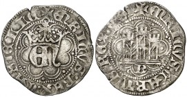 Enrique IV (1454-1474). Burgos. Medio real. (AB. 696). 1,54 g. Gráfilas lobulares. Ex Áureo 27/09/2000, nº 654. Rara. MBC-.