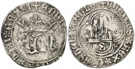 Enrique IV (1454-1474). Sevilla. Medio real. (AB. 701.3). 1,56 g. Gráfila circular en anverso y lobular en reverso. Leves rayitas. Ex Áureo 26/01/2000...