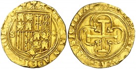 s/d. Juana y Carlos. Sevilla. 1 escudo. (AC. 196). 3,23 g. MBC+.