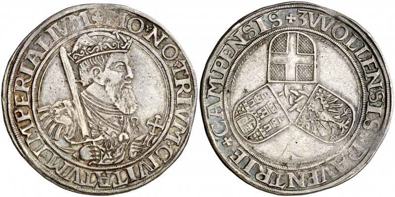 s/d (1554). Carlos I. Deventer, Campen y Zwolle. 1 ecu. (Dav. 8532). 28,81 g. Bo...