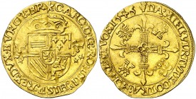 1545. Carlos I. Amberes. 1 corona del sol. (Vti. 620) (Vanhoudt 223.AN). 3,40 g. Ex Künker 15/03/2012, nº 6019. MBC+.