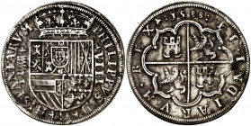 1588. Felipe II. Segovia. 8 reales. (AC. 692). 25,59 g. Acueducto de 6 y 5 arcos y 2 pisos. Oxidaciones superficiales. Ex Áureo & Calicó 24/04/2019, n...