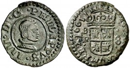 1661. Felipe IV. Sevilla. R. 8 maravedís. (AC. 405) (J.S. M-630). 1,95 g. Atractiva. Escasa así. EBC-.