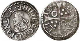 1654. Felipe IV. Barcelona. 1 croat. (AC. 668) (Badia 1104) (Cru.C.G. 4414n var). 2,74 g. Oxidaciones en reverso. Ex Colección Ègara 26/04/2017, nº 80...