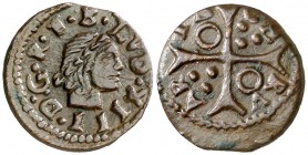 s/d. Guerra dels Segadors. Cervera. 1 diner. (AC. 119). 1,41 g. Busto de Luis XIII a derecha. Atractiva. Escasa así. EBC/EBC-.