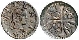 1642. Guerra dels Segadors. Oliana. 1 diner. (AC. 168). 0,70 g. Luis XIII. Rara. MBC.