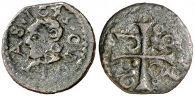 1643. Guerra dels Segadors. Solsona. 1 diner. (AC. 222) (Cru.C.G.4652). 0,86 g. Felipe IV. Rara. MBC.