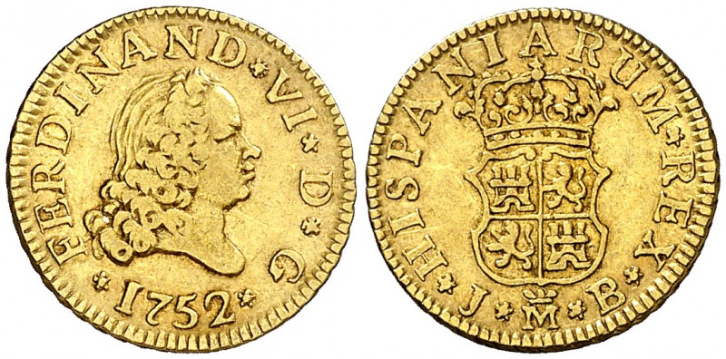 1752. Fernando VI. Madrid. JB. 1/2 escudo. (AC. 555). 1,78 g. MBC-/MBC.