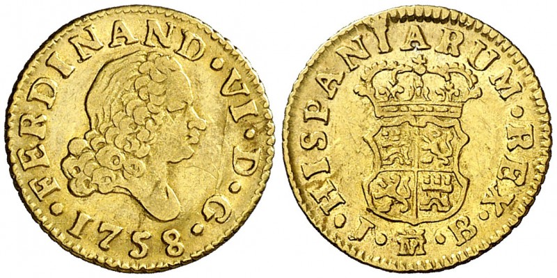 1758. Fernando VI. Madrid. JB. 1/2 escudo. (AC. 564). 1,72 g. MBC-/MBC.