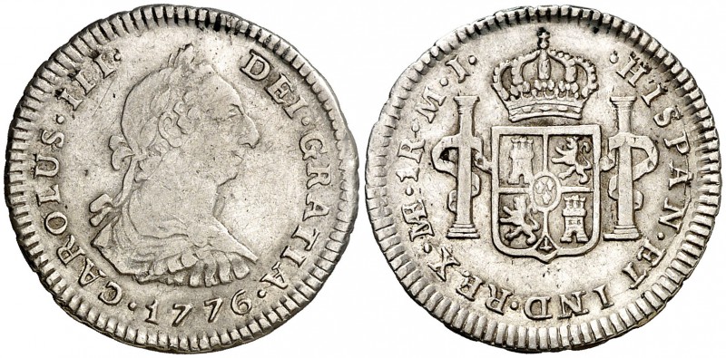 1776. Carlos III. Lima. MJ. 1 real. (AC. 361). 3,27 g. Escasa. MBC-/MBC.