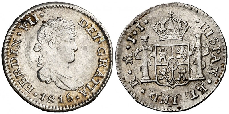 1815. Fernando VII. México. JJ. 1/2 real. (AC. 403). 1,68 g. Parte de brillo ori...