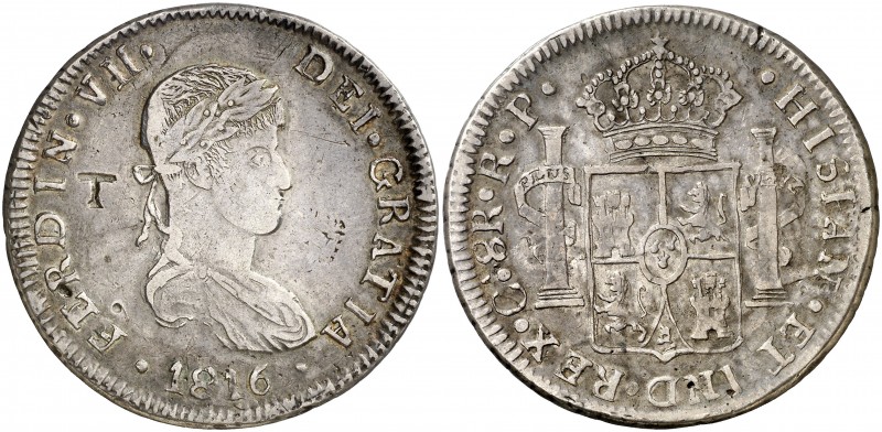 1816. Fernando VII. Chihuahua. RP. 8 reales. (AC. 1168). 26,77 g. Buen ejemplar....