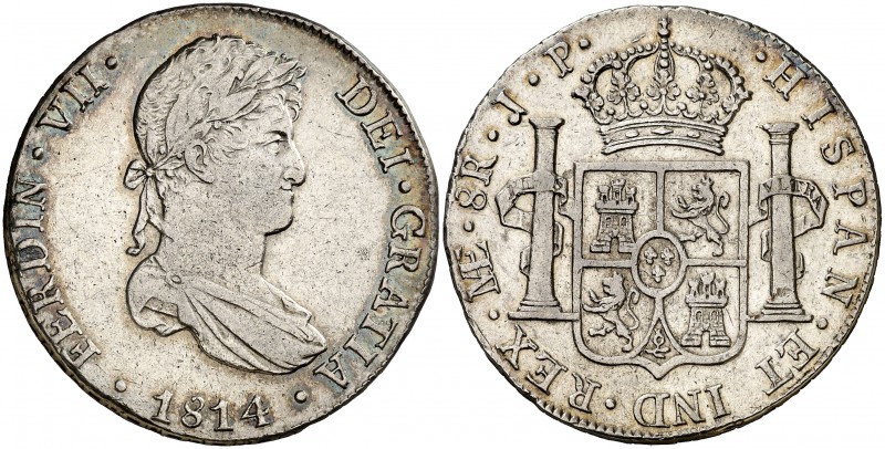 1814. Fernando VII. Lima. JP. 8 reales. (AC. 1247). 26,28 g. Buen ejemplar. MBC+...