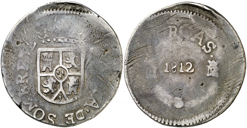 1812. Fernando VII. Sombrerete de Vargas. 8 reales. (AC. 1427). 26,54 g. Acuñaci...