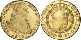 1810. Fernando VII. México. HJ. 8 escudos. (AC. 1783) (Cal.Onza 1254). 27,03 g. Busto imaginario. Golpecitos. Ex Áureo & Calicó 24/05/2017, nº 2481. (...