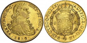 1810. Fernando VII. México. HJ. 8 escudos. (AC. 1783) (Cal.Onza 1254). 26,99 g. Busto imaginario. Ex Áureo & Calicó 04/07/2012, nº 560. MBC+.