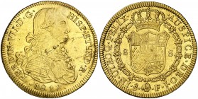 1817. Fernando VII. Santiago. FJ. 8 escudos. (AC. 1876) (Cal.Onza 1364). 27,07 g. Leves hojitas. Parte de brillo original. (MBC+).