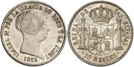 1852. Isabel II. Barcelona. 10 reales. (AC. 507). 13,10 g. EBC/EBC+.
