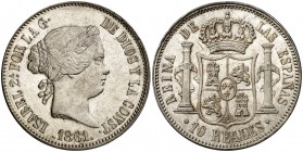 1861. Isabel II. Madrid. 10 reales. (AC. 538). 13,01 g. EBC/EBC+.
