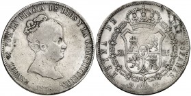 1838. Isabel II. Madrid. CL. 20 reales. (AC. 582). 27,17 g. Rara. MBC-.
