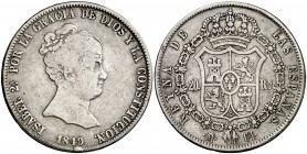 1849. Isabel II. Madrid. CL. 20 reales. (AC. 588). 25,69 g. Escasa. MBC-.