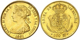 1861. Isabel II. Madrid. 100 reales. (AC. 788). 8,38 g. MBC+/EBC-.
