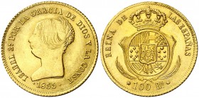 1855. Isabel II. Sevilla. 100 reales. (AC. 796). 8,41 g. Parte de brillo original. EBC.