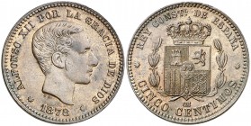 1878. Alfonso XII. Barcelona. OM. 5 céntimos. (AC. 5). 5,13 g. Bella. EBC.