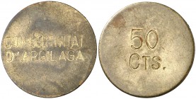 L'Argilaga (La Secuita). Col·lectivitat. 50 céntimos. (T. 263). 4,63 g. Muy rara. MBC.