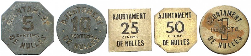 Nulles. 5, 10, 25, 50 céntimos y 1 peseta. (AC. 25 a 29). Serie completa, 5 mone...