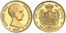 1887*1961. Franco. MPM. 20 pesetas. (AC. 170). 6,47 g. Acuñación de 800 ejemplares. Rara. S/C.