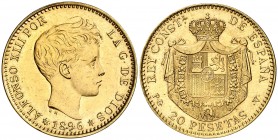 1896*1961. Franco. PGV. 20 pesetas. (AC. 172). 6,45 g. Acuñación de 900 ejemplares. Rara. S/C.