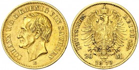 1873. Alemania. Sajonia. Juan. E (Muldenhutten). 20 marcos. (Fr. 3839) (Kr. 1234). 7,91 g. AU. MBC+.