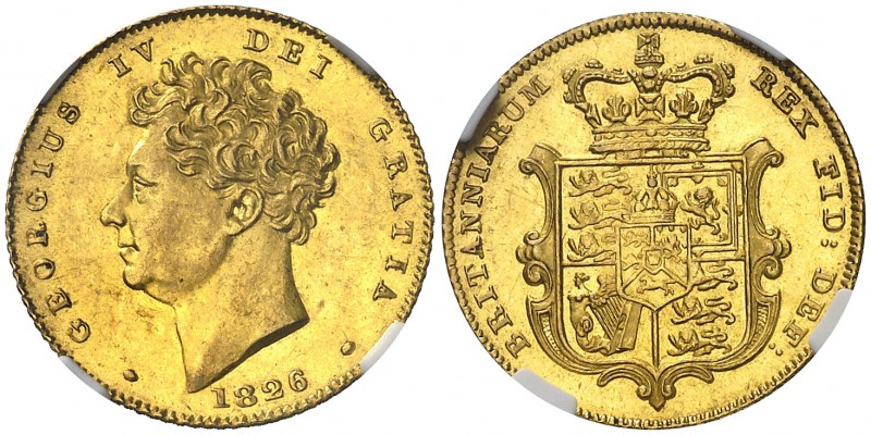 1826. Gran Bretaña. Jorge IV. 1/2 libra. (Fr. 380a) (Kr. 700). AU. Tipo "escudo"...