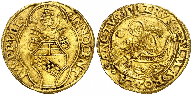 Vaticano. Inocencio VIII (1484-1492). Florín de cámara. (Fr. 26). 3,37 g. AU. MB...