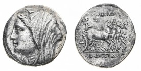 Monete della Magna Grecia
Sicilia
Siracusa - Gerone II (274-216 a.C.) - 16 Litre - Diritto: testa velata e diademata di Filistide a sinistra - Roves...