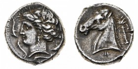Monete della Magna Grecia
Sicilia
Dominazione cartaginese della Sicilia Orientale (410-300 a.C.) - Tetradramma siculo-punico databile al periodo 320...