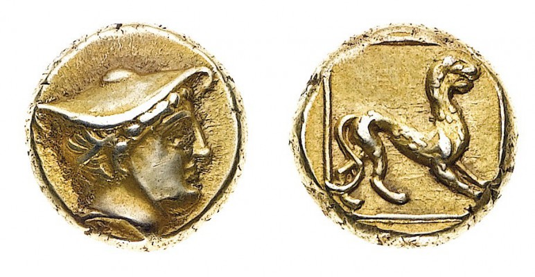 Monete Greche
Lesbo
Mytilene - Hekte o 1/6 Statere databile al periodo 377-326...