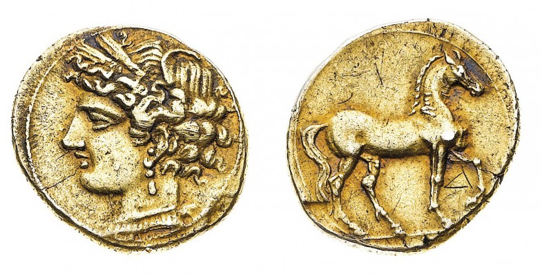 Monete Greche

Cartagine - 3/8 di Shekel databile al periodo 220-205 a.C. - Di...