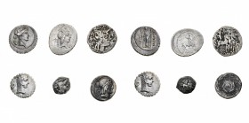 Monete Romane Repubblicane
Lotti
Secoli II-I a.C. - Insieme di sei monete in argento - Sono presenti, classificati con riferimento al Crawford: Sest...