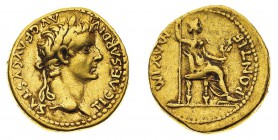 Monete Romane Imperiali
Tiberio (14-37 d.C.)
Aureo - Zecca: Lugdunum - Diritto: testa laureata dell'Imperatore a destra - Rovescio: figura femminile...