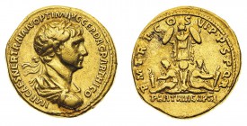 Monete Romane Imperiali
Traiano (98-117 d.C.)
Aureo databile al periodo 114-117 d.C. - Zecca: Roma - Diritto: busto laureato, drappeggiato e corazza...